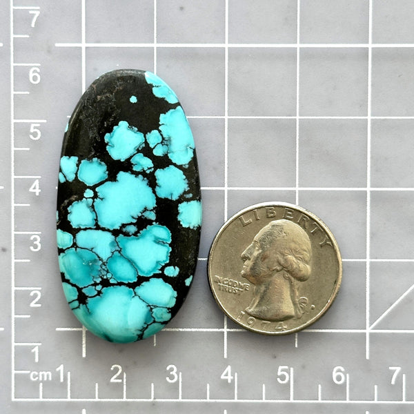 Large Sky Blue Oval Yungai Turquoise Dimensions
