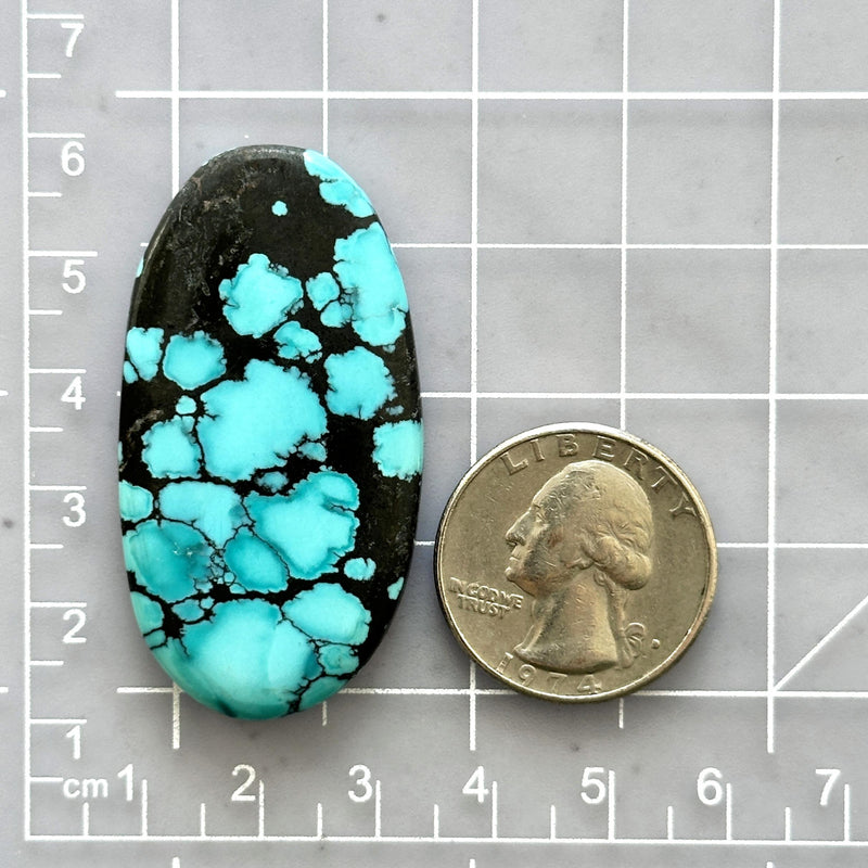 Large Sky Blue Oval Yungai Turquoise Dimensions