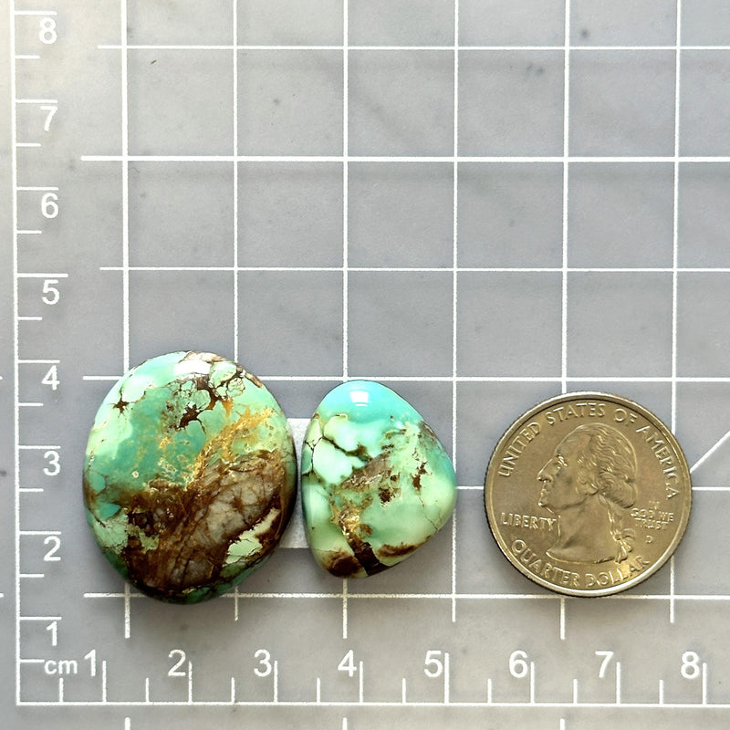 Large Mint Green Freeform Namtso Lake Turquoise, Set of 2 Dimensions