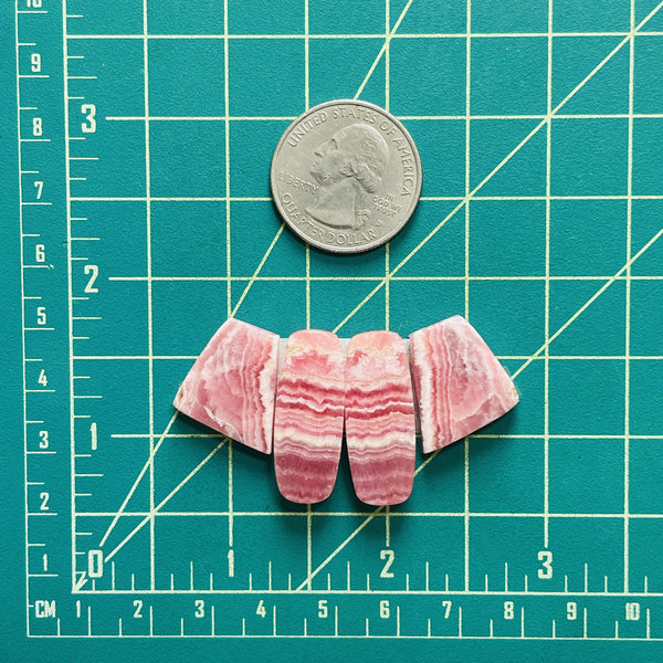 Large Pink Mixed Rhodochrosite, Set of 4 Dimensions