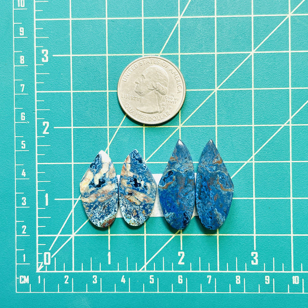 Large Ocean Blue Freeform Shattuckite, Set of 4 Dimensions