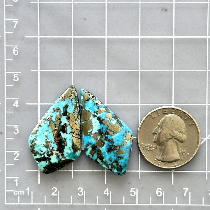 Large Sky Blue Shield Ithaca Peak Turquoise, Set of 2 Dimensions
