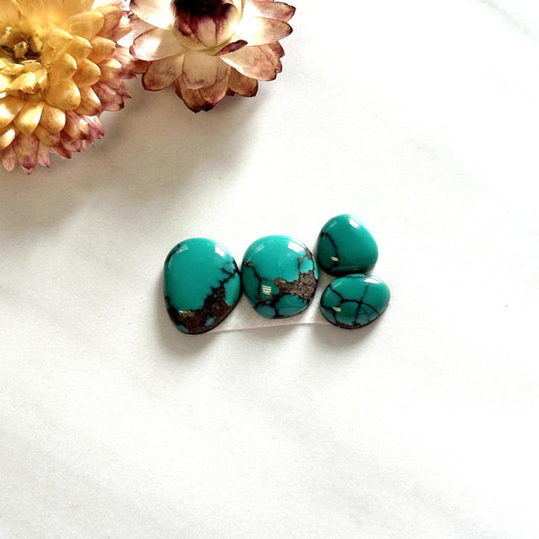 Small Bamboo Green Freeform Bamboo Mountain Turquoise, Set of 4 Background
