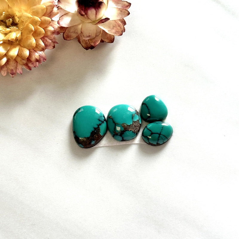 Small Bamboo Green Freeform Bamboo Mountain Turquoise, Set of 4 Background