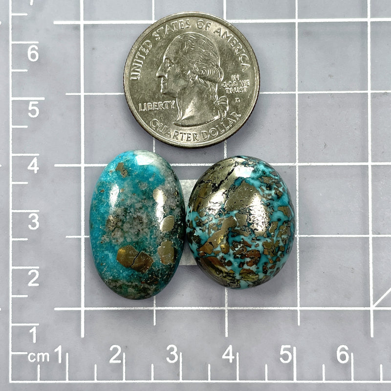 Large Ocean Blue Oval Ithaca Peak Turquoise, Set of 2 Dimensions