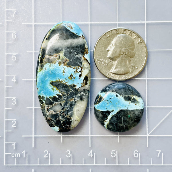 Large Sky Blue Mixed Yungai Turquoise, Set of 2 Dimensions