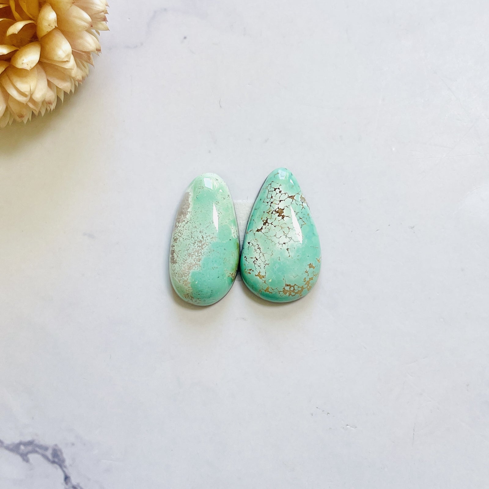 Large Mint Green Mixed Carico Lake Turquoise, Set of 2 - Turquoise