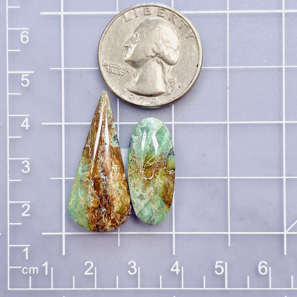 Large Sea Green Mixed Crescent Lake Variscite, Set of 2 Dimensions