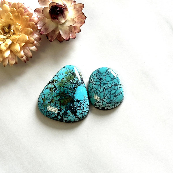 Large Sky Blue Mixed Number 8 Turquoise, Set of 2 Background