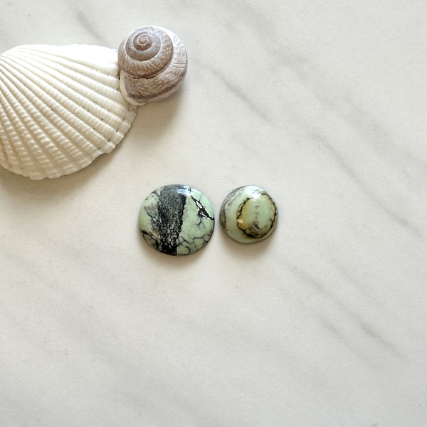 Small Mint Green Mixed Crescent Lake Variscite, Set of 2 Background