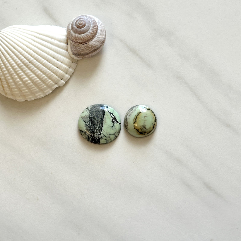 Small Mint Green Mixed Crescent Lake Variscite, Set of 2 Background