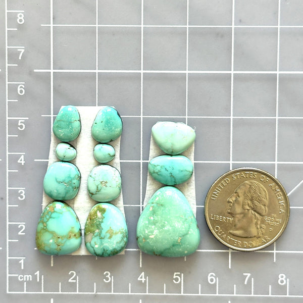 Small Mint Green Mixed Lone Mountain Turquoise, Set of 11 Dimensions
