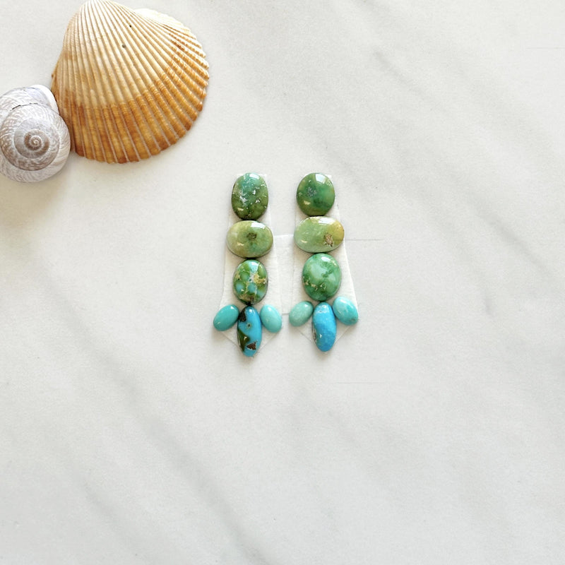 Small Mixed Mixed Mixed Turquoise, Set of 12 Background