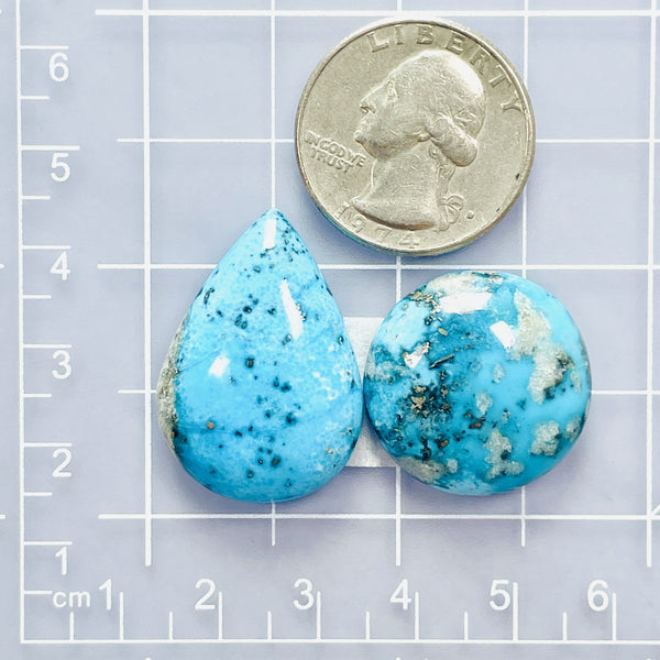 Large Sky Blue Mixed Ithaca Peak Turquoise, Set of 2 Dimensions