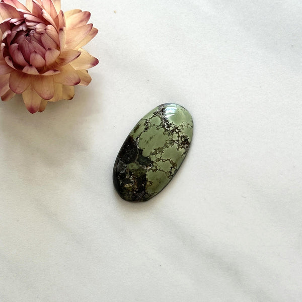 Large Sea Green Oval Treasure Mountain Turquoise Background