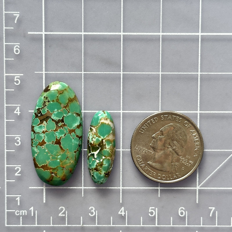 Large Sea Green Oval Bamboo Mountain Turquoise, Set of 2 Dimensions