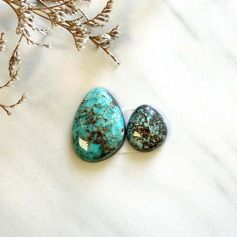 Large Sky Blue Freeform Wild Horse Turquoise, Set of 2 Background