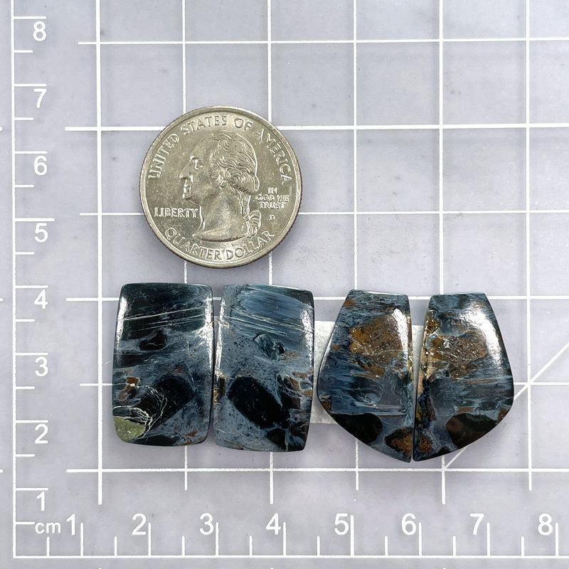 Medium Deep Blue Mixed Pietersite Quartz, Set of 4 Dimensions