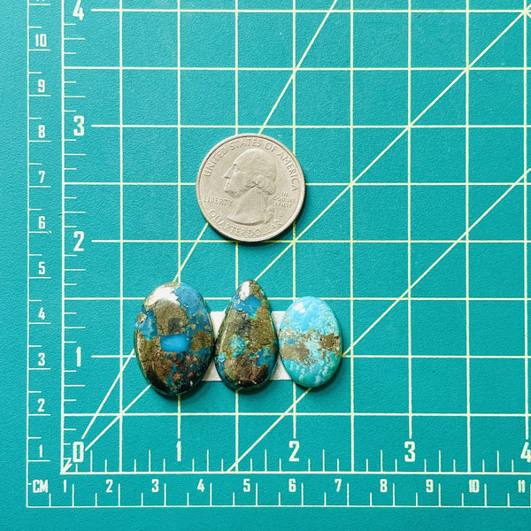 Large Ocean Blue Mixed Ithaca Peak Turquoise, Set of 3 Dimensions