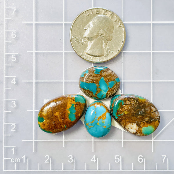 Medium Ocean Blue Mixed Royston Turquoise, Set of 4 Dimensions