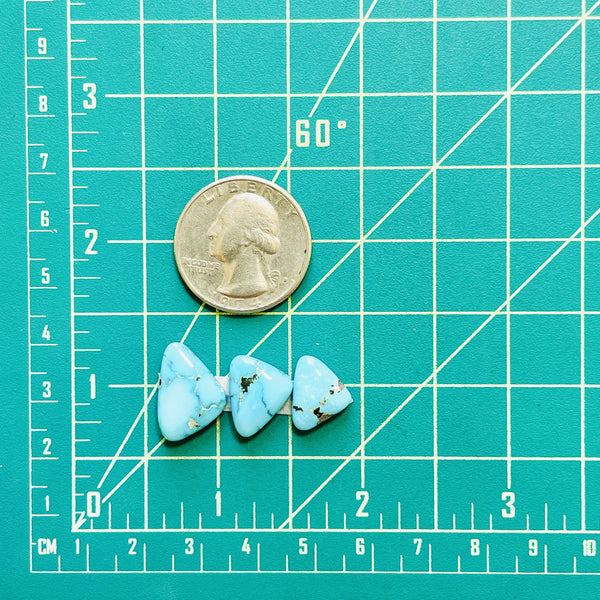 Small Sky Blue Freeform Lone Mountain Turquoise, Set of 3 Dimensions