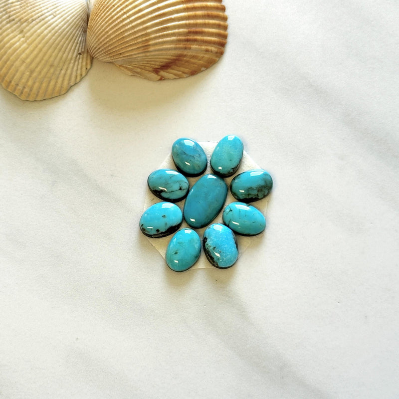 Small Sky Blue Mixed Yungai Turquoise, Set of 9 - Turquoise Moose