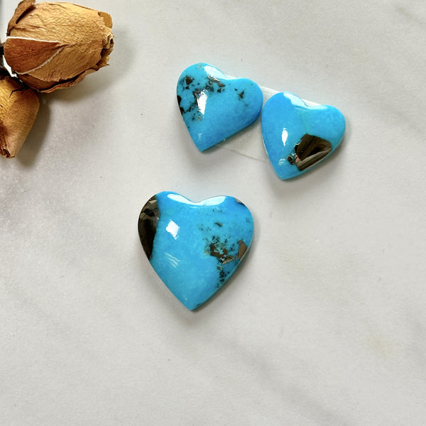 Medium Sky Blue Heart Ithaca Peak Turquoise, Set of 3 Background
