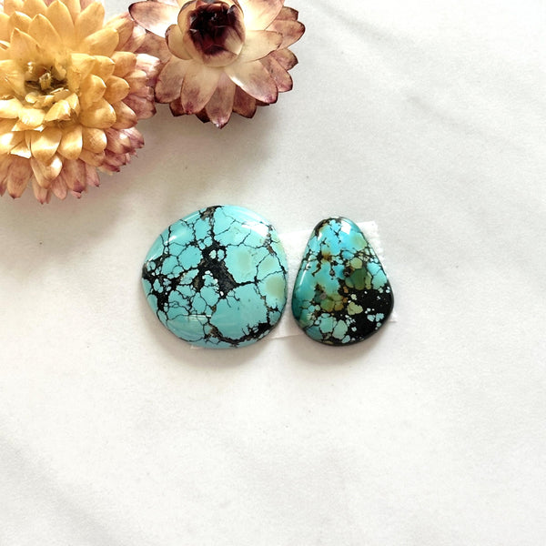 Large Sky Blue Mixed Number 8 Turquoise, Set of 2 Background