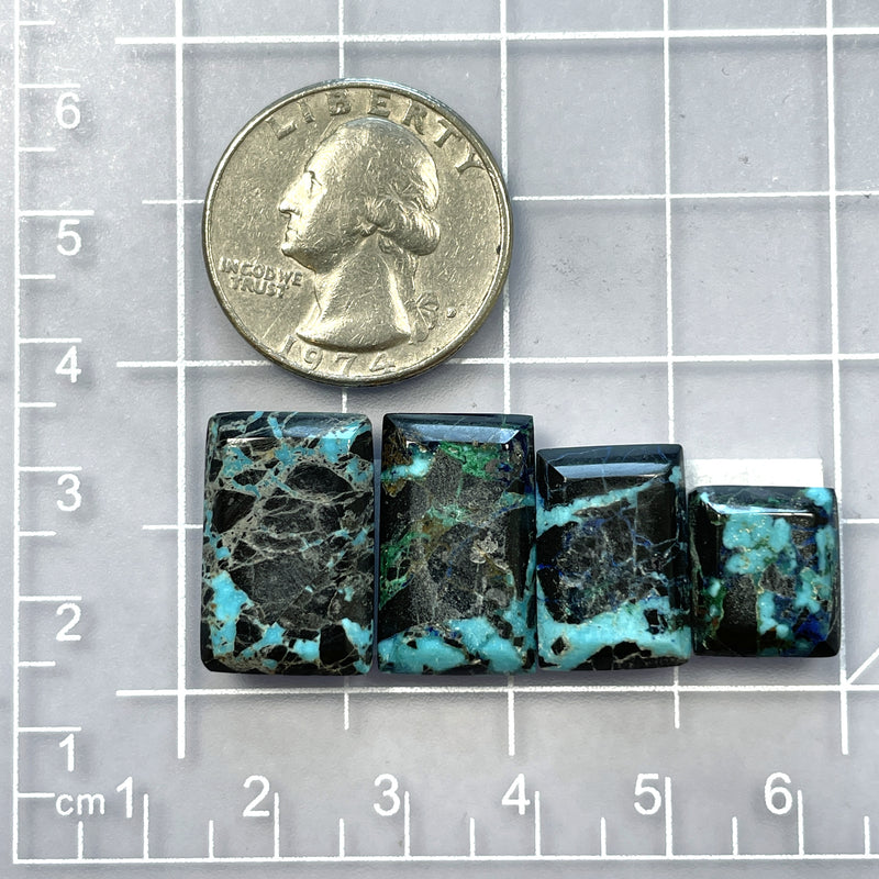 Medium Ocean Blue Bar Yungai Turquoise, Set of 4 Dimensions