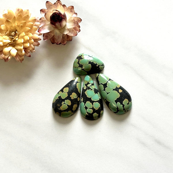 Medium Bamboo Green Teardrop Treasure Mountain Turquoise, Set of 4 Background