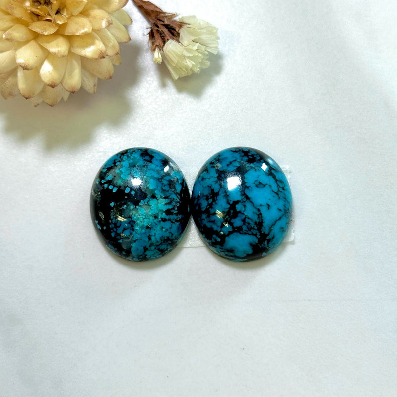 Medium Ocean Blue Oval Yungai Turquoise, Set of 2 Background