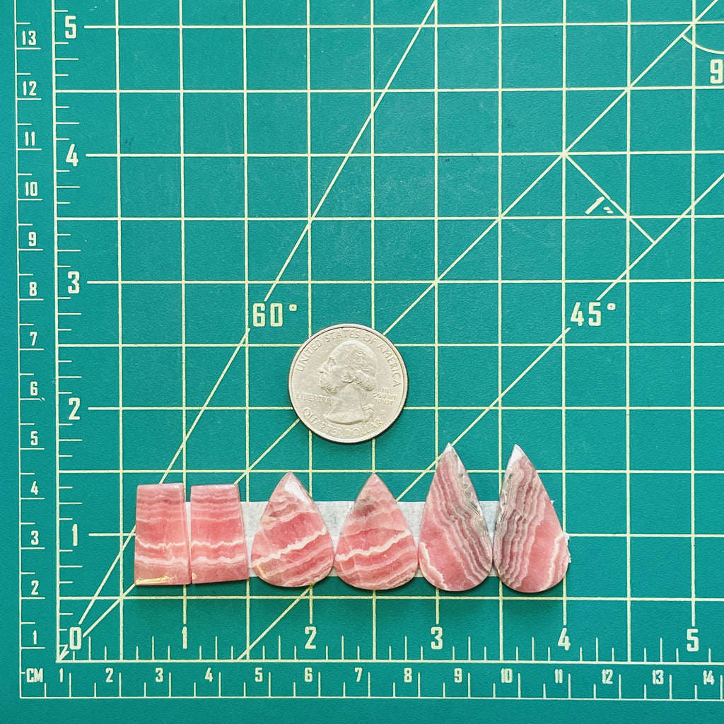 Medium Pink Mixed Rhodochrosite, Set of 6 - Turquoise Moose