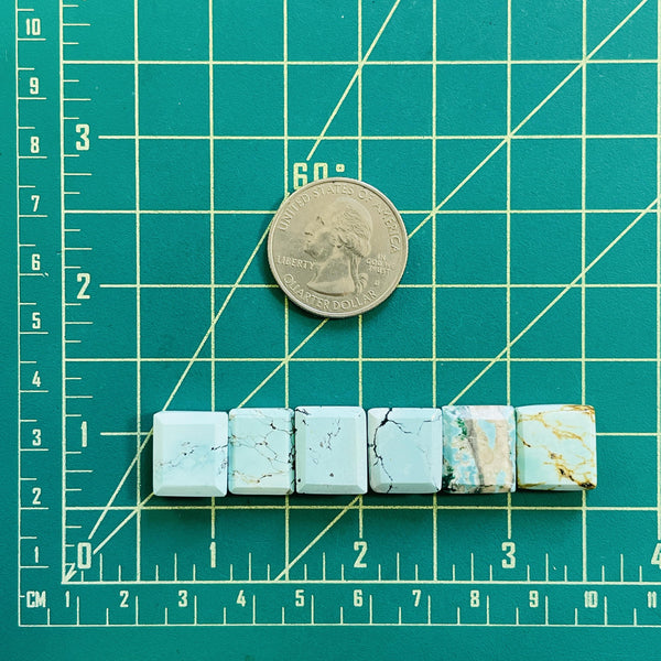Small Sky Blue Bar Sand Hill Turquoise, Set of 6 Dimensions