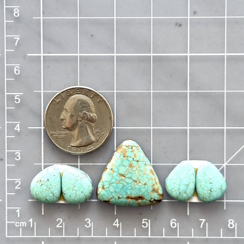 Small Sky Blue Mixed Number 8 Turquoise, Set of 5 Dimensions