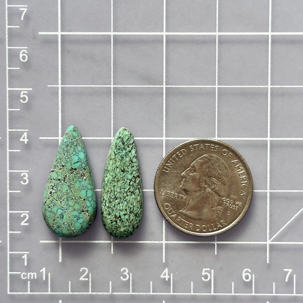 Large Sky Blue Teardrop Crescent Lake Variscite, Set of 2 Dimensions
