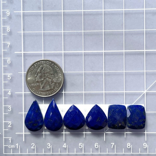 Small Deep Blue Mixed Lapis Lazuli, Set of 6 Dimensions