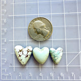 Medium Faint Blue Heart Sand Hill Turquoise, Set of 3 Dimensions