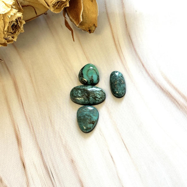 Small Deep Green Mixed Crescent Lake Variscite, Set of 4 Background