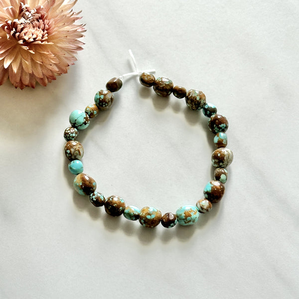 Sky Blue Number 8 Turquoise Nugget Beads Background