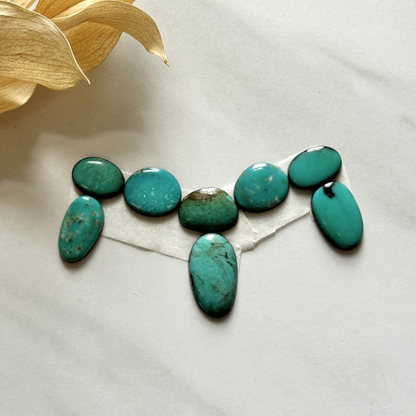 Small Sky Blue Mixed Kingman Turquoise, Set of 8 Background