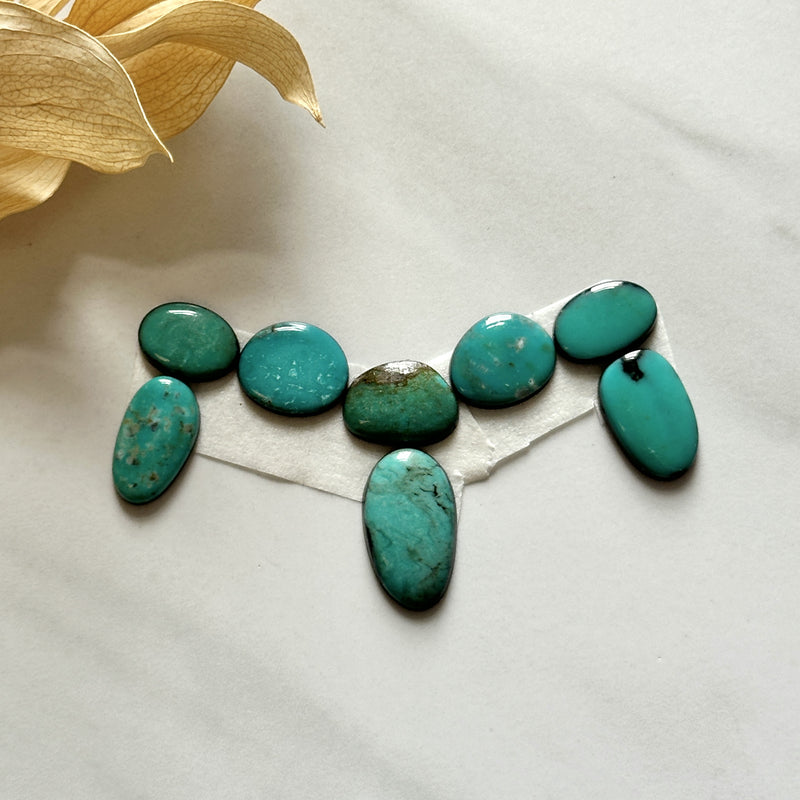 Small Sky Blue Mixed Kingman Turquoise, Set of 8 Background