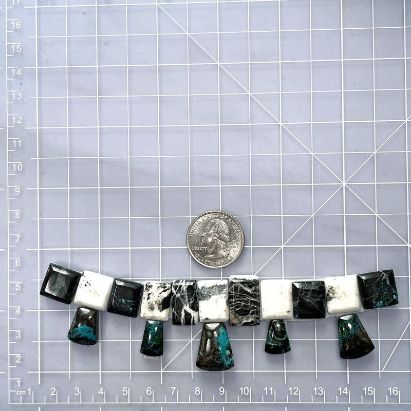 Small Mixed Mixed Mixed Turquoise, Set of 16 Dimensions