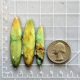 Large Sea Green Surfboard Crescent Lake Variscite, Set of 3 Dimensions