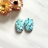 Large Sky Blue Oval Sand Hill Turquoise, Set of 2 Background
