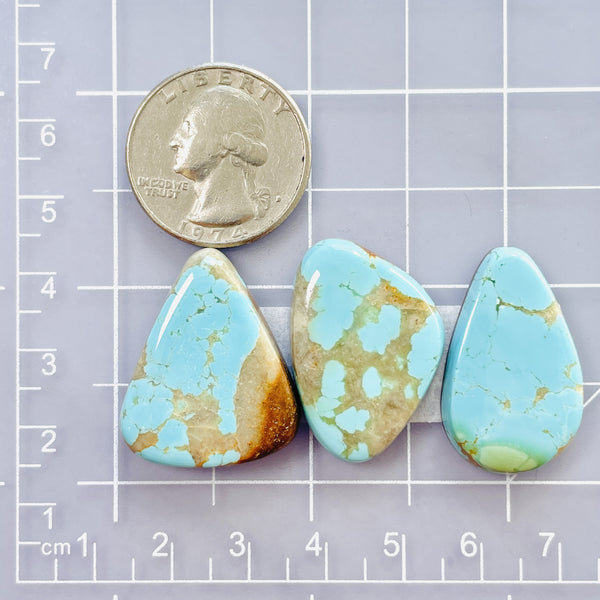 Large Sky Blue Mixed Royston Turquoise, Set of 3 Dimensions