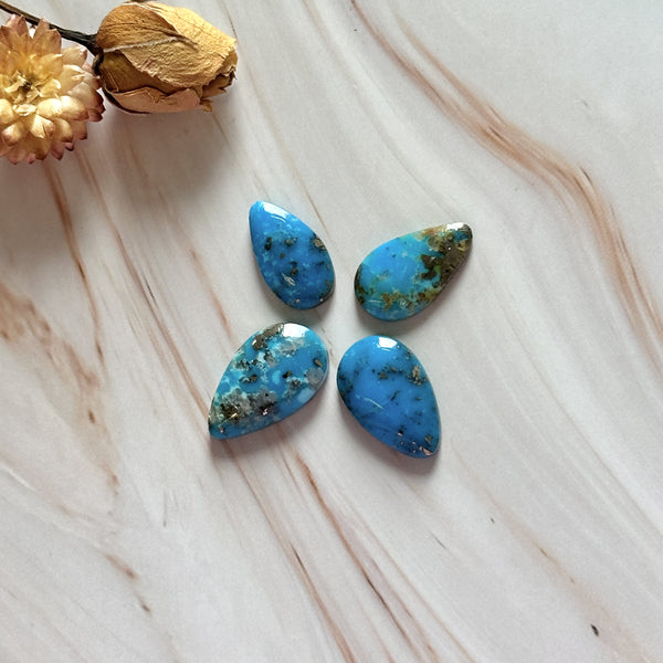 Medium Ocean Blue Teardrop Ithaca Peak Turquoise, Set of 4 Background