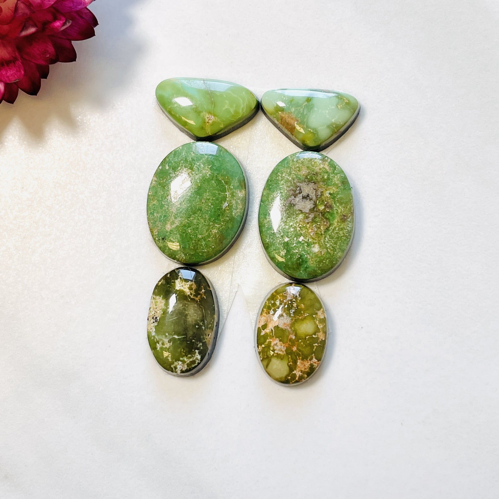 Small Lime Green Mixed Carico Lake Turquoise, Set of 6 - Turquoise