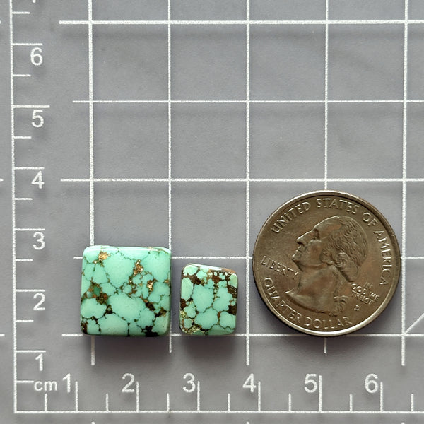 Small Faint Green Square Namtso Lake Turquoise, Set of 2 Dimensions