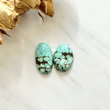 Large Sky Blue Oval Treasure Mountain Turquoise, Set of 2 Background
