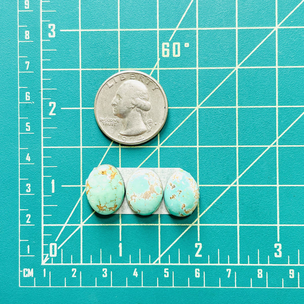 Small Mint Green Mixed Carico Lake Turquoise, Set of 3 Dimensions